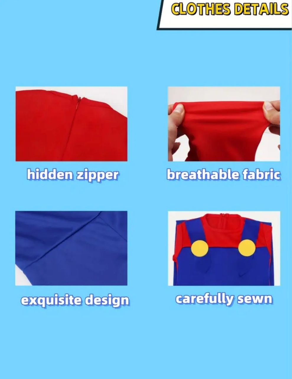 READY FOR ADVENTURE! Complete Mario Bros. Costume for Boys - Breathable Fabric.