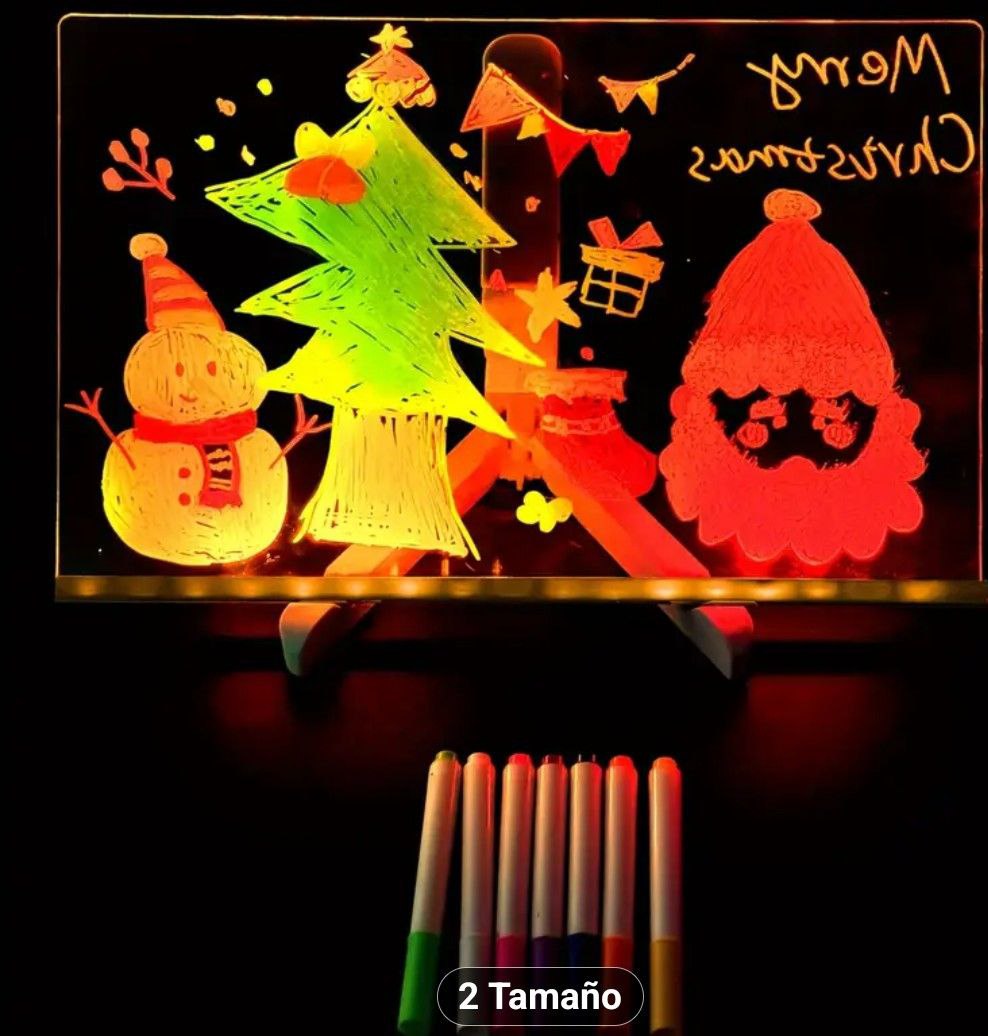 Luz de Noche y Mensajero Creativo: Pizarra Luminosa Borrable - El Detalle de Navidad Ideal