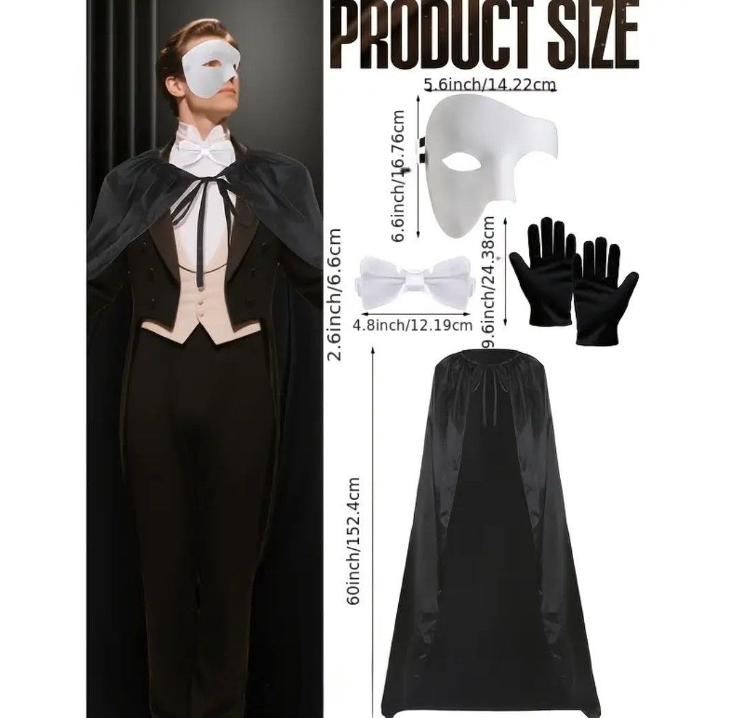 Dramatic Elegance! Complete Phantom of the Opera / Master of Ceremonies Costume Kit – Instant Halloween Luxury