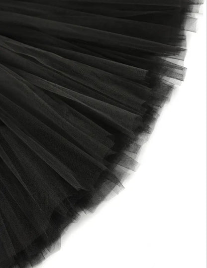 Deluxe Dark Fairy/Raven Costume – Feather Wings & Black Tulle Tutu Dress