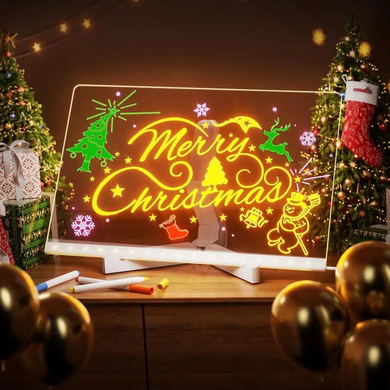 Luz de Noche y Mensajero Creativo: Pizarra Luminosa Borrable - El Detalle de Navidad Ideal