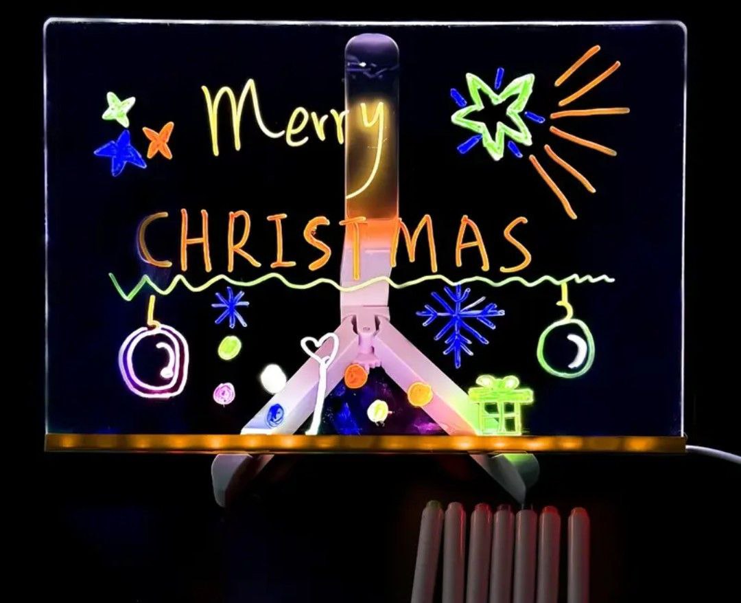 Luz de Noche y Mensajero Creativo: Pizarra Luminosa Borrable - El Detalle de Navidad Ideal